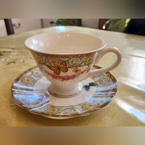 Elegant Butterfly Teacup and Saucer Set